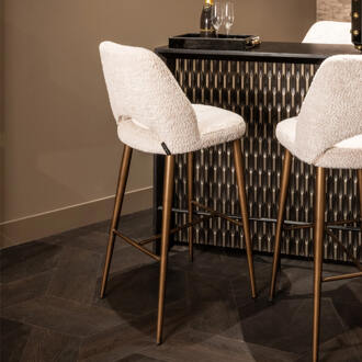 Richmond Interiors Richmond Barstoel 'Delphine' Chenille, kleur Crème (zithoogte 76cm)