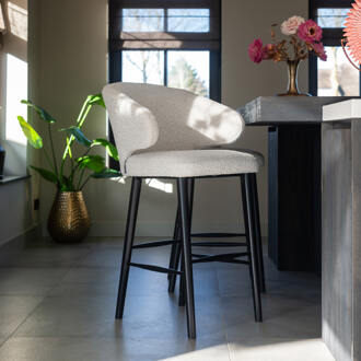 Richmond Interiors Richmond Barstoel 'Indigo' Bouclé, kleur Wit (zithoogte 78cm)