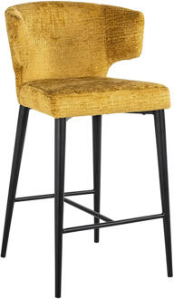 Richmond Interiors Richmond Barstoel 'Taylor' Chenille, kleur Mosterdgeel (zithoogte 67cm)