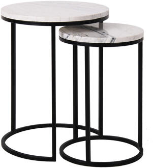 Richmond Interiors Richmond Bijzettafel 'Lexington' Marmer en Staal, Set van 2 stuks