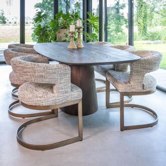 Richmond Interiors Richmond Deens Ovale Eettafel 'Alix' Mangohout, 230 x 120cm Donkerbruin - 230 cm