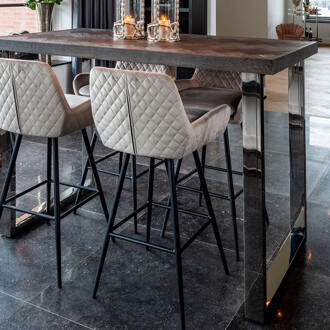 Richmond Interiors Richmond Draaibare Barstoel 'Linsey' Velvet, kleur Khaki ( Zithoogte 75cm)