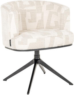 Richmond Interiors Richmond Draaibare Eetkamerstoel 'Cheyenne' Graffic stof, kleur Beige