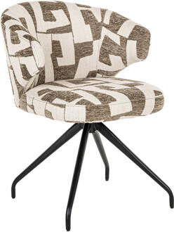 Richmond Interiors Richmond Draaibare Eetkamerstoel 'Milly' Graffic stof, kleur Moss