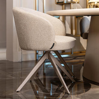 Richmond Interiors Richmond Draaibare Eetkamerstoel 'Olivia' Bouclé stof Beige
