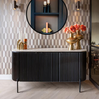 Richmond Interiors Richmond Dressoir 'Hampton' Travertin 160cm, kleur Dark Brown