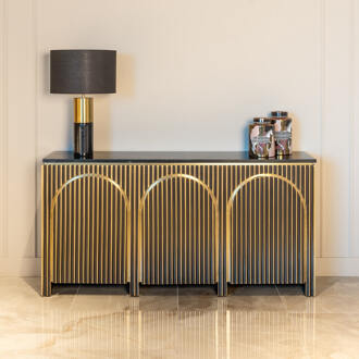 Richmond Interiors Richmond Dressoir 'Les Arcs' Brass en marmer, 160cm Brushed gold