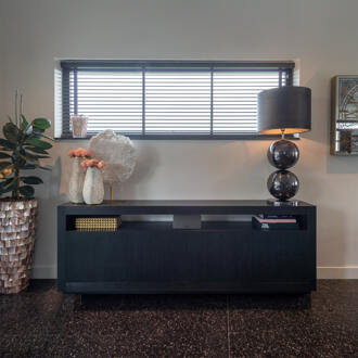 Richmond Interiors Richmond Dressoir 'Oakura' Eikenhout 190cm, kleur zwart - 190 cm