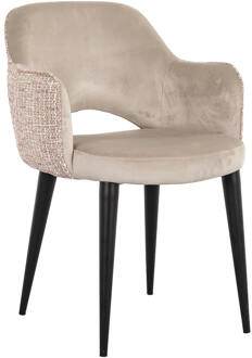 Richmond Interiors Richmond Eetkamerstoel 'Giovanna' Velvet en stof, kleur Khaki/Rose