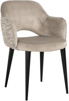 Richmond Interiors Richmond Eetkamerstoel 'Giovanna' Velvet en stof, kleur Khaki