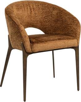 Richmond Interiors Richmond Eetkamerstoel 'Kenzi' Chenille, kleur Cognac