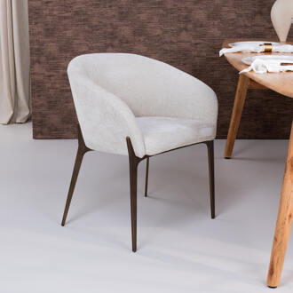 Richmond Interiors Richmond Eetkamerstoel 'Kenzi' Chenille, kleur Crème