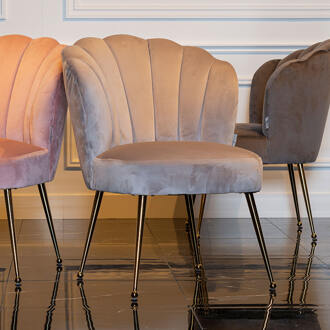 Richmond Interiors Richmond Eetkamerstoel 'Pippa' Velvet, kleur Khaki / Goud