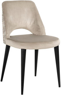 Richmond Interiors Richmond Eetkamerstoel 'Tabitha' Velvet en stof, kleur Khaki/Naturel