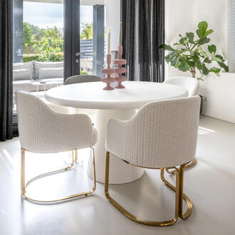 Richmond Interiors Richmond Eettafel 'Bloomstone' 130cm, kleur Wit - 130 x cm