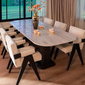 Richmond Interiors Richmond Eettafel 'Mayfield' Marmer en Mangohout, 230 x 100cm - 230 x 100 cm