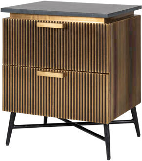 Richmond Interiors Richmond Nachtkastje 'Ironville', kleur goud / zwart marmer