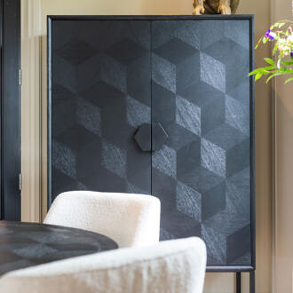 Richmond Interiors Richmond Opbergkast 'Blax' 110 x 175cm, Eikenhout en staal, kleur zwart