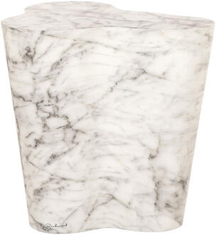 Richmond Interiors Richmond Organische Bijzettafel 'Rockyard' Faux Marmer en travertin, 46 x 38cm Wit