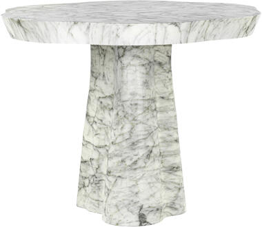 Richmond Interiors Richmond Organische Eettafel 'Rockyard' Faux Marmer en travertin, 100cm Wit - 100 cm