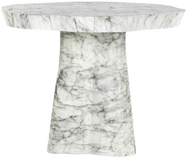 Richmond Interiors Richmond Organische Eettafel 'Rockyard' Faux Marmer en travertin, 140cm Wit - 140 cm