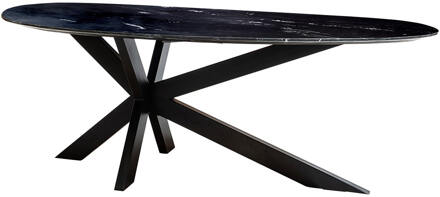 Richmond Interiors Richmond Organische Eettafel 'Trocadero' Marmer, 220 x 100cm, kleur Zwart - 220 x 100 cm