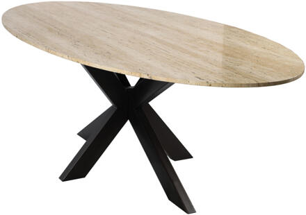 Richmond Interiors Richmond Ovale Eettafel 'Avalon' Travertin, 230 x 115cm - 230 x 110 cm
