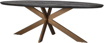 Richmond Interiors Richmond Ovale Eettafel 'Blackbone' 230 x 100cm, Brushed Gold - 230 x 100 cm