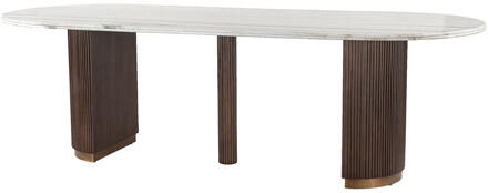 Richmond Interiors Richmond Ovale Eettafel 'Mayfield' Marmer en mangohout, 250 x 100cm Bruin - 250 x 100 cm