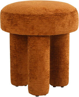 Richmond Interiors Richmond Poef 'Pommery' Chenille, kleur Cognac