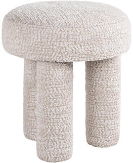 Richmond Interiors Richmond Poef 'Pommery' Chenille, kleur Crème