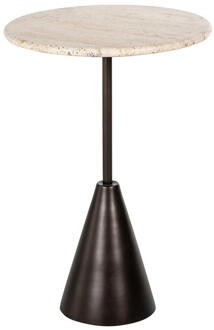Richmond Interiors Richmond Ronde Bijzettafel 'Avalon' Travertin, 39cm, kleur Brons