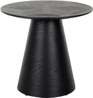Richmond Interiors Richmond Ronde Bijzettafel 'Blax' Ø58cm, Eikenhout en staal, kleur zwart