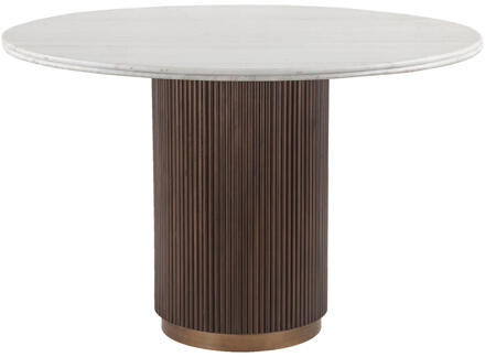 Richmond Interiors Richmond Ronde Eettafel 'Mayfield' Marmer en mangohout, 120cm Bruin - 120 cm