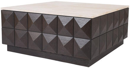 Richmond Interiors Richmond Salontafel 'Claremont' Eiken en travertin, 90 x 90cm Bruin - 90 x 90 cm