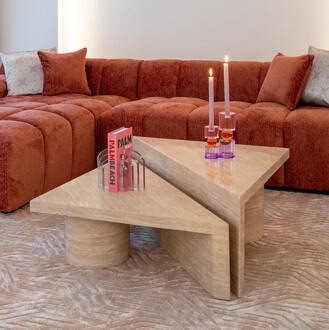 Richmond Interiors Richmond Salontafel 'Fictus' Set van 2 stuks, Travertin look Beige