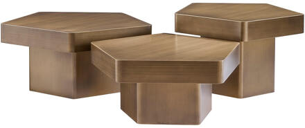 Richmond Interiors Richmond Salontafel 'Hexa' Set van 3 stuks, kleur Brushed Gold - 75 cm