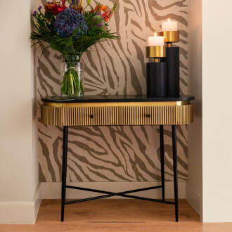 Richmond Interiors Richmond Sidetable 'Ironville' Marmer en Brass, 100cm Goud - 100 cm
