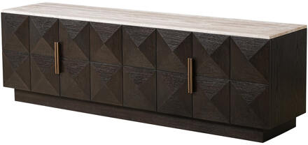 Richmond Interiors Richmond TV-meubel 'Claremont' Eiken en travertin, 196cm Bruin