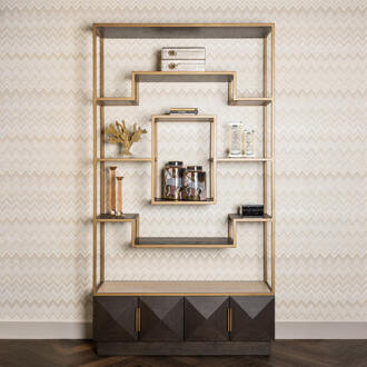 Richmond Interiors Richmond Wandkast 'Claremont' Eiken en travertin, 220 x 120cm Bruin