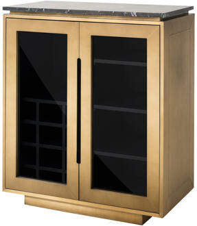 Richmond Interiors Richmond Wijnkast 'Finsbury' Brass en marmer, 101 x 87cm