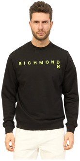 Richmond Zwarte Katoenen Crewneck Logo Sweater Richmond , Black , Heren