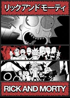 Rick and Morty Comic Strip Team Unisex T-Shirt - Black - S Zwart