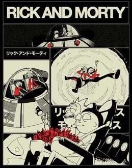 Rick and Morty Comic Strip Unisex T-Shirt - Black - XL Zwart