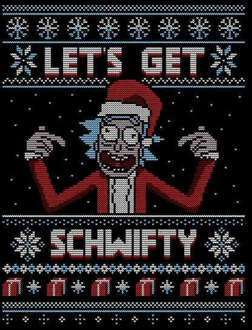 Rick and Morty Kerstmis Lets Get Schwifty Dames Trui - Zwart - L