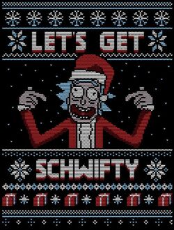 Rick and Morty Kerstmis Lets Get Schwifty T-Shirt - Zwart - 3XL