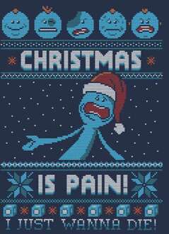 Rick and Morty Kerstmis Mr Meeseeks Pain T-Shirt - Navy - XXL