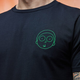 Rick and Morty Morty Geborduurd t-shirt - Zwart - L