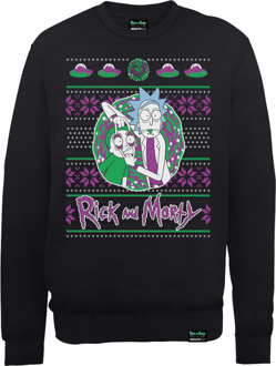 Rick And Morty Portal Men's Black Christmas Sweatshirt - XXL