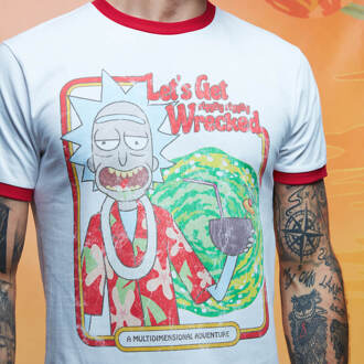 Rick and Morty Riggity Riggity Wrecked ringer t-shirt - Wit/Rood - L